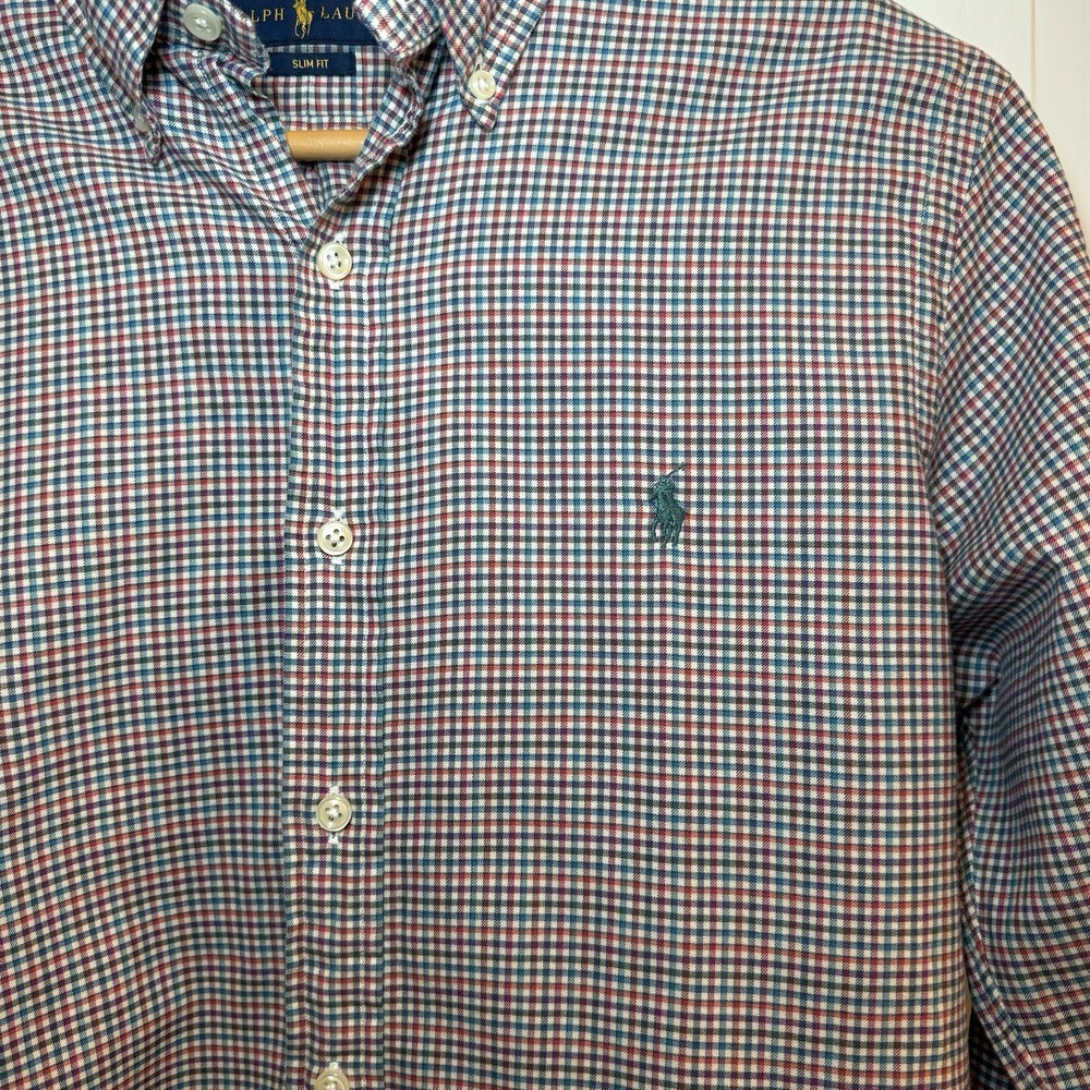 POLO RALPH LAUREN MEN'S RED WHITE BLUE BUTTON UP‎ SHIRT SIZE S